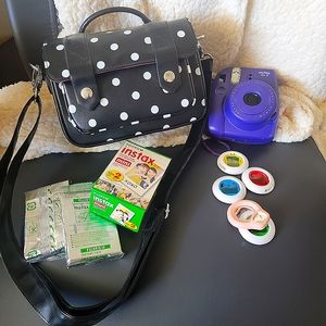 Camera bag with camera film and filters with instax camera mini 8